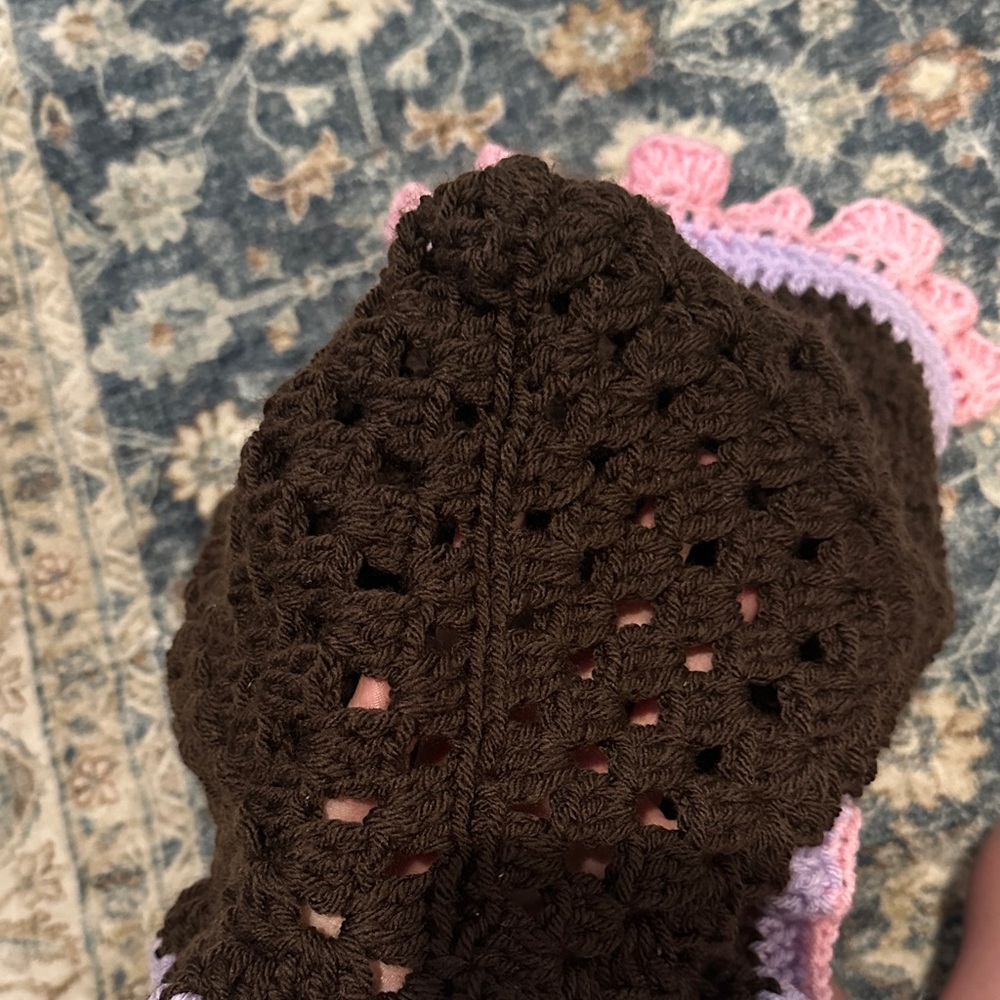 Pink and Purple Ruffled Knit Scarf - Picture 5 of 6
